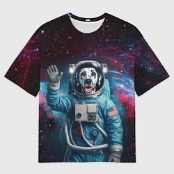 Мужская футболка оверсайз Далматинец бравый космонавт - нейроарт