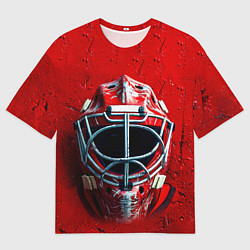 Мужская футболка оверсайз Маска голкипера на красном