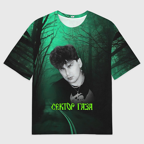 Мужская футболка оверсайз Сектор газа зеленый фон / 3D-принт – фото 1