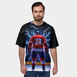 Футболка оверсайз мужская Хоккеист и молния, цвет: 3D-принт — фото 2