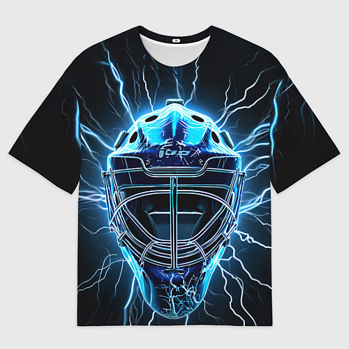 Мужская футболка оверсайз Маска голкипера в молниях / 3D-принт – фото 1