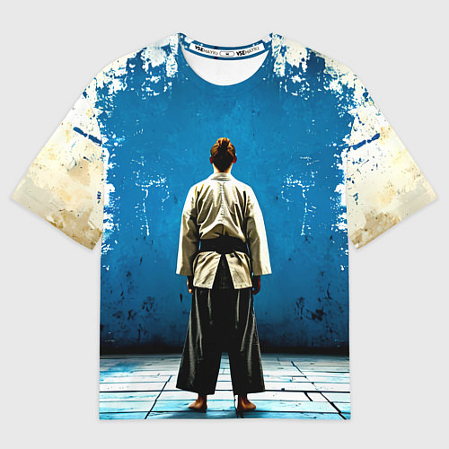 Мужская футболка оверсайз Айкидоист на синем / 3D-принт – фото 1
