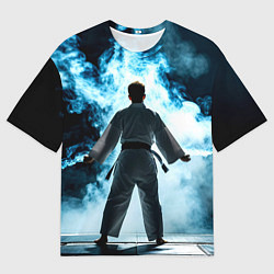 Мужская футболка оверсайз Айкидоист в дыму