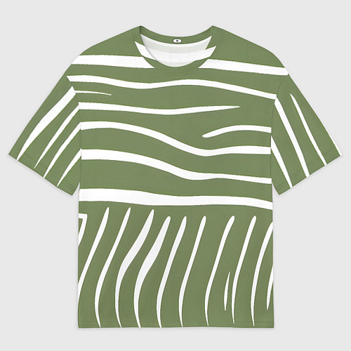Мужская футболка оверсайз Полоски зеленой зебры / 3D-принт – фото 1