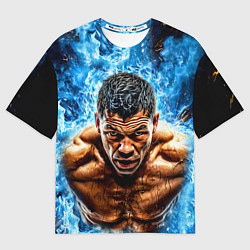 Мужская футболка оверсайз Артуро Гатти в синем пламени
