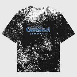 Мужская футболка оверсайз Genshin Impact брызги красок