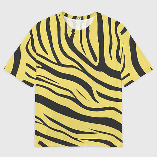 Мужская футболка оверсайз Светлый тигровый паттерн / 3D-принт – фото 1