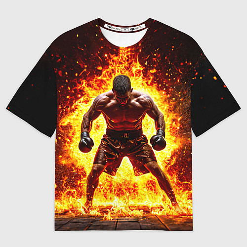 Мужская футболка оверсайз Боксер в огне / 3D-принт – фото 1