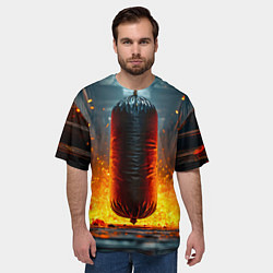 Футболка оверсайз мужская Боксерская груша в огне, цвет: 3D-принт — фото 2
