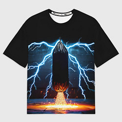 Футболка оверсайз мужская Боксерская груша и молния, цвет: 3D-принт