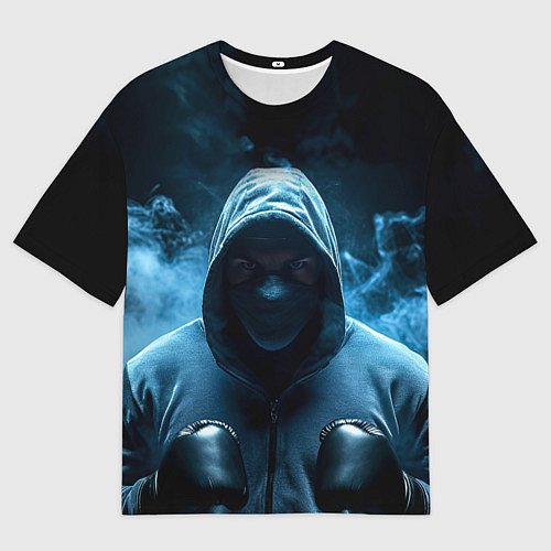 Мужская футболка оверсайз Боксер в дыму / 3D-принт – фото 1