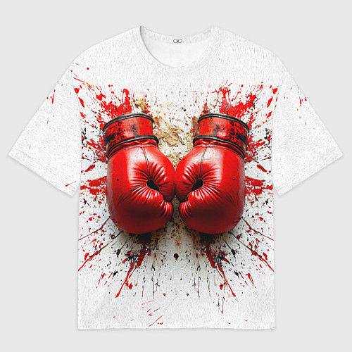 Мужская футболка оверсайз Красные бойцовские перчатки на белом / 3D-принт – фото 1