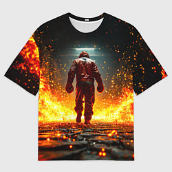 Футболка оверсайз мужская Боксер в огне, цвет: 3D-принт