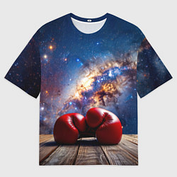 Мужская футболка оверсайз Боксерские перчатки в космосе