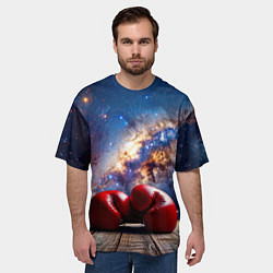 Футболка оверсайз мужская Боксерские перчатки в космосе, цвет: 3D-принт — фото 2