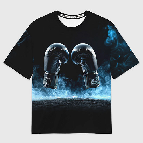Мужская футболка оверсайз Черные бойцовские перчатки в дыму / 3D-принт – фото 1