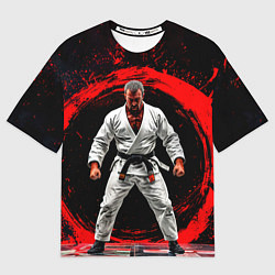 Мужская футболка оверсайз Боец джиу-джитсу на черном