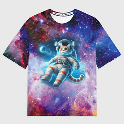 Футболка оверсайз мужская The cat is a brave cosmonaut - ai art, цвет: 3D-принт