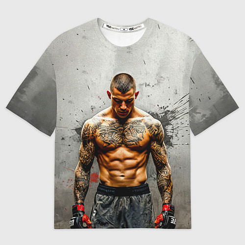 Мужская футболка оверсайз Дастин Порье на сером / 3D-принт – фото 1