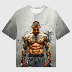 Мужская футболка оверсайз Дастин Порье на сером