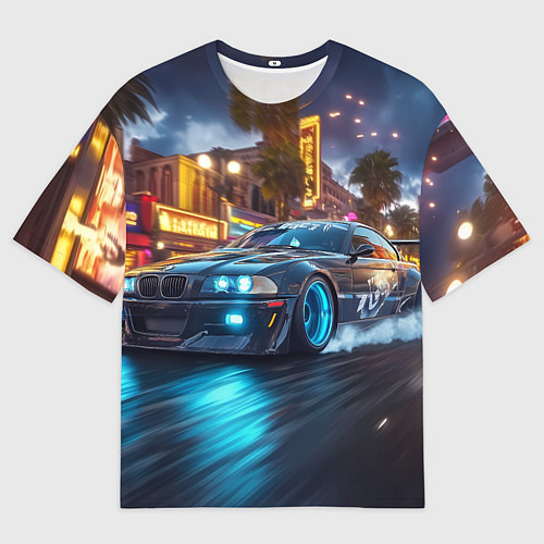 Мужская футболка оверсайз ВМБ неоновый свет / 3D-принт – фото 1