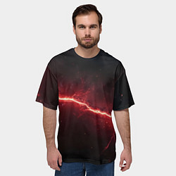 Футболка оверсайз мужская Красная линия - молния, цвет: 3D-принт — фото 2