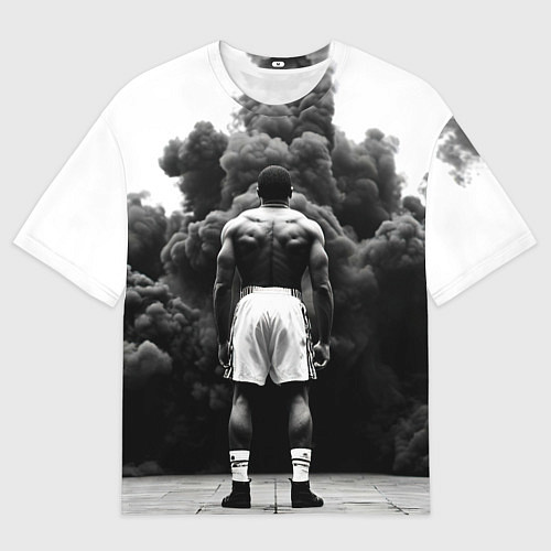 Мужская футболка оверсайз Мухаммед Али в черном дыму / 3D-принт – фото 1
