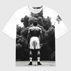 Футболка оверсайз мужская Мухаммед Али в черном дыму, цвет: 3D-принт