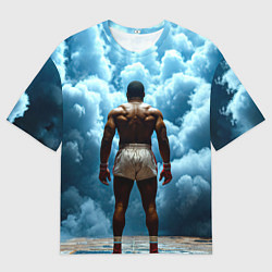 Мужская футболка оверсайз Мухаммед Али в синем дыму