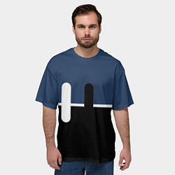 Футболка оверсайз мужская Простая абстракция сине-чёрный с белым, цвет: 3D-принт — фото 2