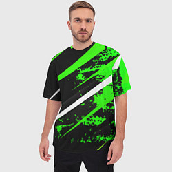 Футболка оверсайз мужская Color black and green, цвет: 3D-принт — фото 2