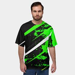 Футболка оверсайз мужская Color black and green, цвет: 3D-принт — фото 2