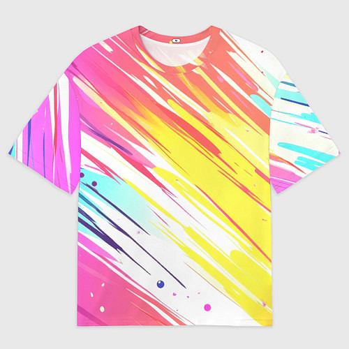 Мужская футболка оверсайз Брызги краски на белом фоне / 3D-принт – фото 1