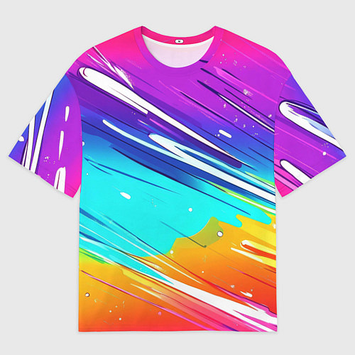 Мужская футболка оверсайз Радужные брызги краски текстура / 3D-принт – фото 1