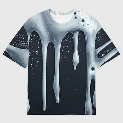 Футболка оверсайз мужская Белая объемная слизь текстура, цвет: 3D-принт