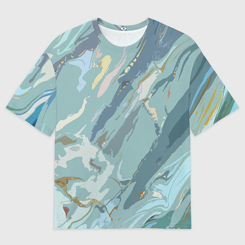 Мужская футболка оверсайз Холодный голубой абстракция / 3D-принт – фото 1