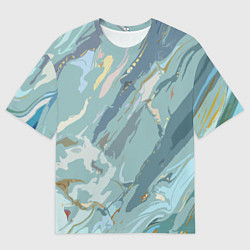 Футболка оверсайз мужская Холодный голубой абстракция, цвет: 3D-принт