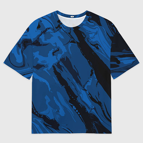 Мужская футболка оверсайз Тёмный синий абстракция / 3D-принт – фото 1