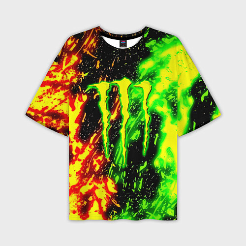Мужская футболка оверсайз Monster energy кислотный стиль / 3D-принт – фото 1