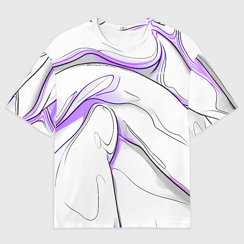Мужская футболка оверсайз Черные и фиолетовые линии на белом / 3D-принт – фото 1