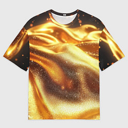 Мужская футболка оверсайз Золотая текстура волнистая