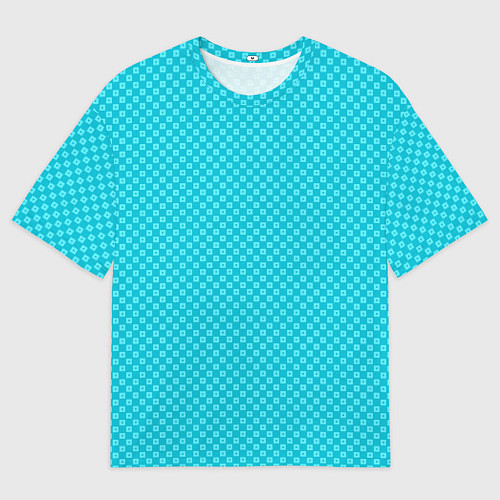 Мужская футболка оверсайз Неоновый голубой паттерн мелкий квадратик / 3D-принт – фото 1