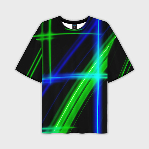 Мужская футболка оверсайз Color blue black green / 3D-принт – фото 1