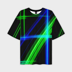 Футболка оверсайз мужская Color blue black green, цвет: 3D-принт