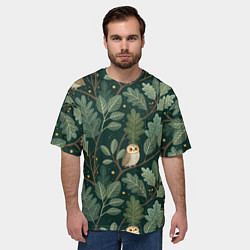 Футболка оверсайз мужская Совы в лесу, цвет: 3D-принт — фото 2