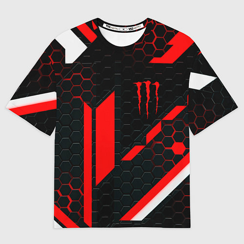 Мужская футболка оверсайз Monster energy sport geometry / 3D-принт – фото 1
