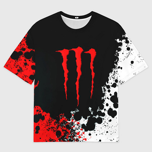 Мужская футболка оверсайз Monster energy брызги красок / 3D-принт – фото 1