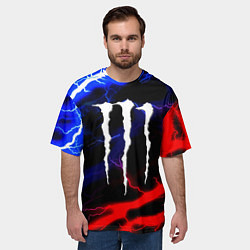 Футболка оверсайз мужская Monster energy молнии неон, цвет: 3D-принт — фото 2