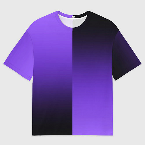 Мужская футболка оверсайз Чёрно-сиреневый градиент пополам / 3D-принт – фото 1