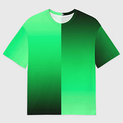 Футболка оверсайз мужская Чёрно-зелёный градиент пополам, цвет: 3D-принт